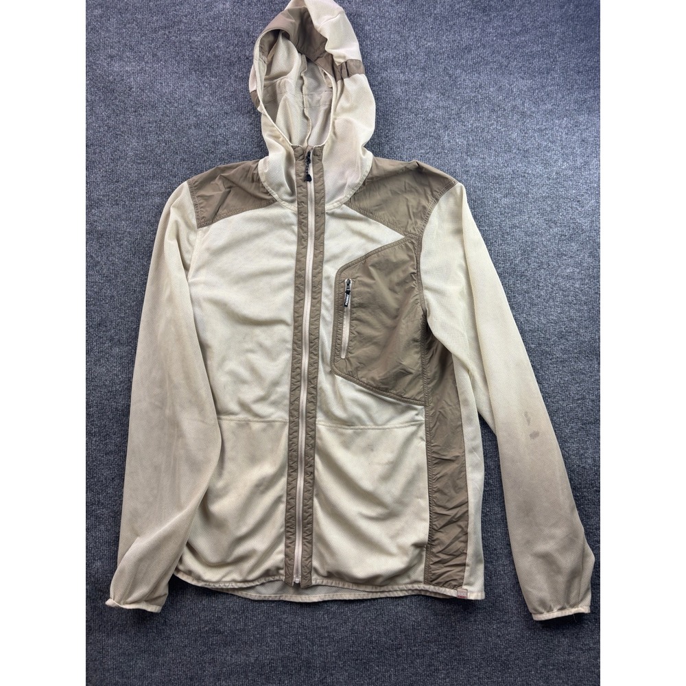 ExOfficio Mesh Jacket Mens Large Tan Insect Shield BugsAway Packable Hooded